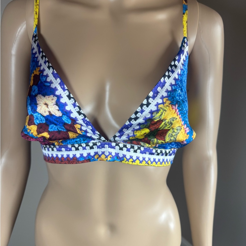 AKIRA Multi Print Triangle Bralette Festival Crop Top
